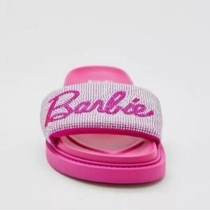 EUC Barbie Exclusive Rhinestone Hot Pink Bling Slide Sandal - Women’s Size 6.5
